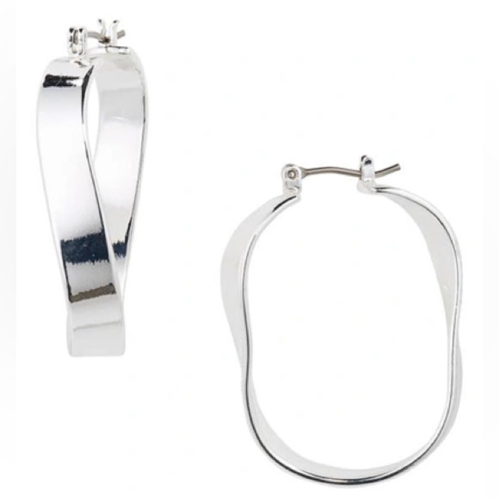 Madewell Twisty U-Hoop Earrings (Silver)